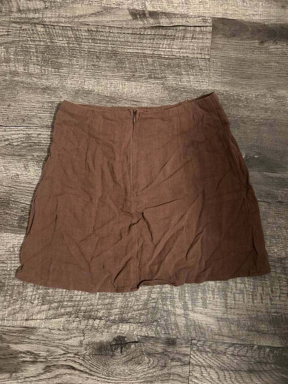 Princess Polly Brown Linen Look Mini Skirt Size US 2 - Picture 3 of 4